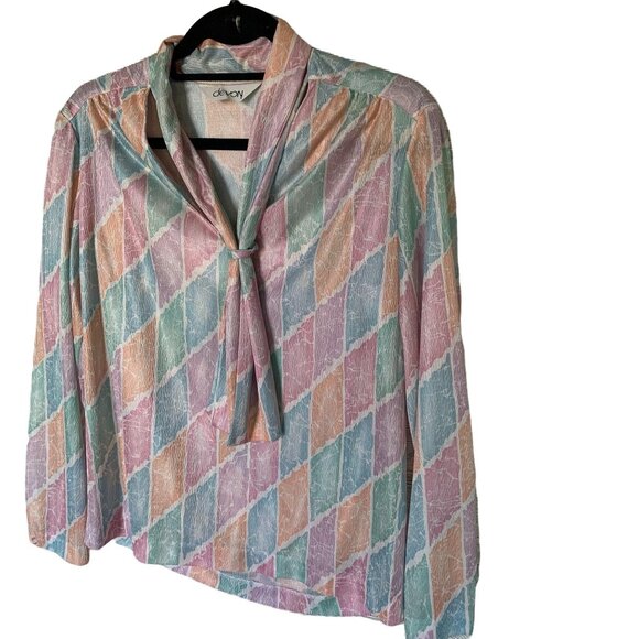 Vintage Devon Bubblegum Pastel Goth Tie Neck Blouse M - Picture 7 of 7